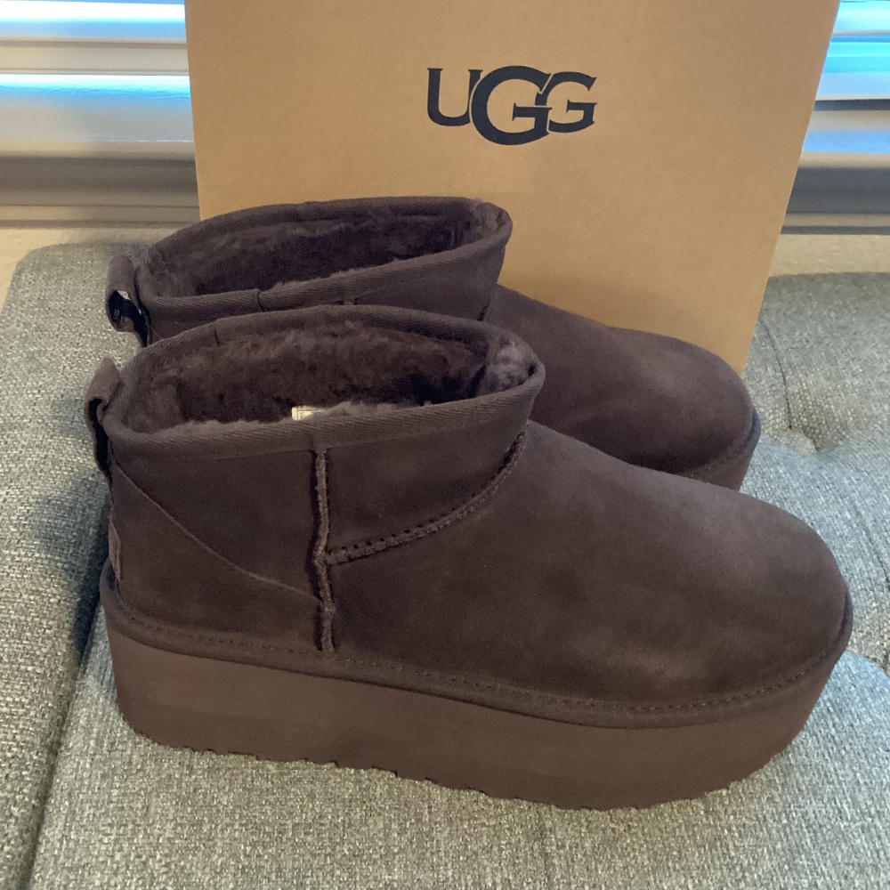 UGG Chocolate Brown Platform Ankle Booties